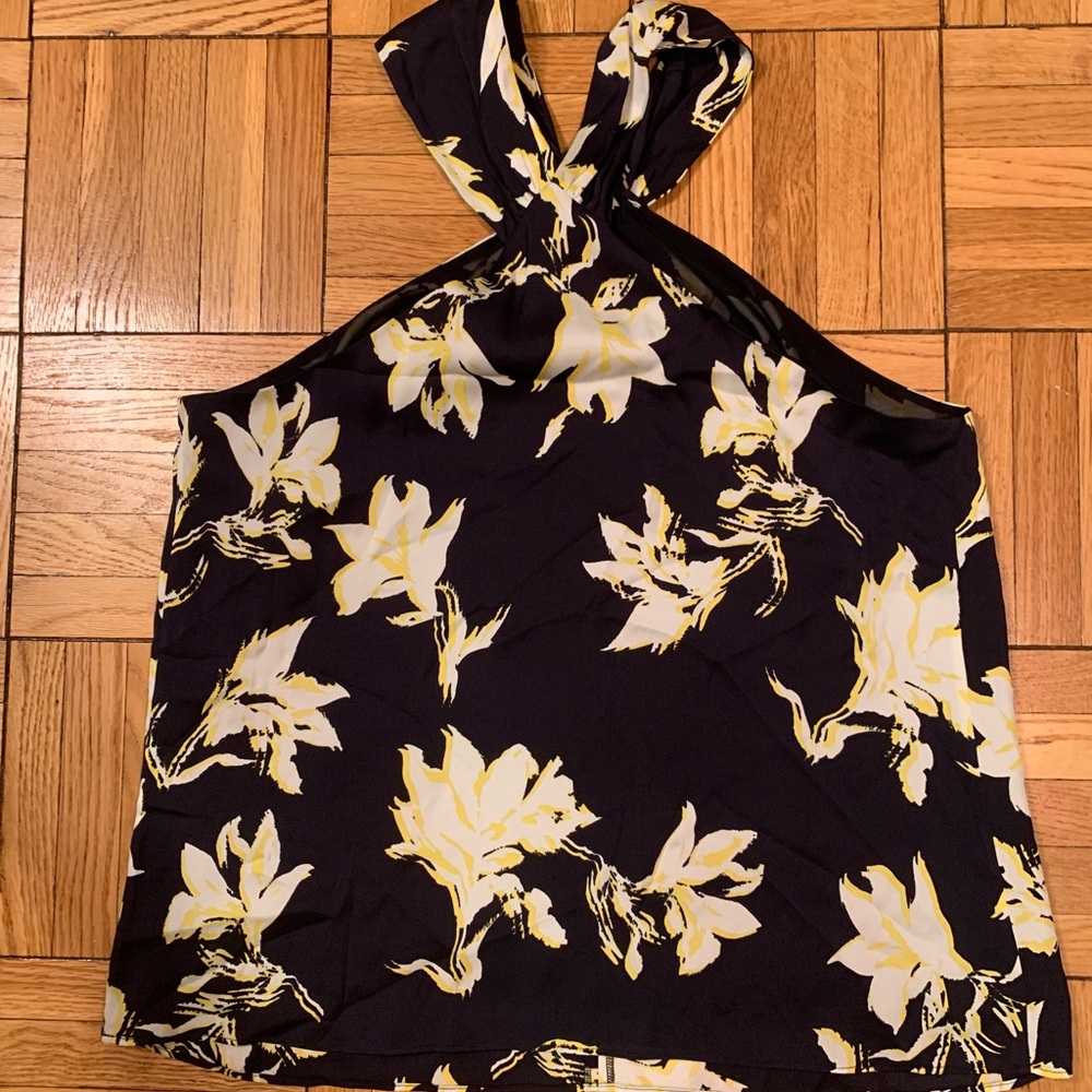NWT Silk dark blue floral print top from Classiques Entier